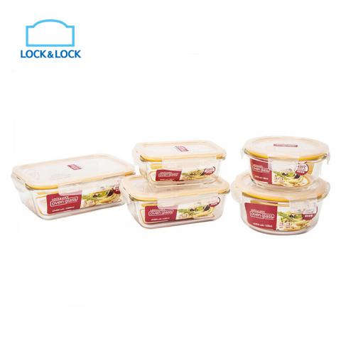 乐扣乐扣 lock&lock耐热玻璃保鲜盒五件套 ...